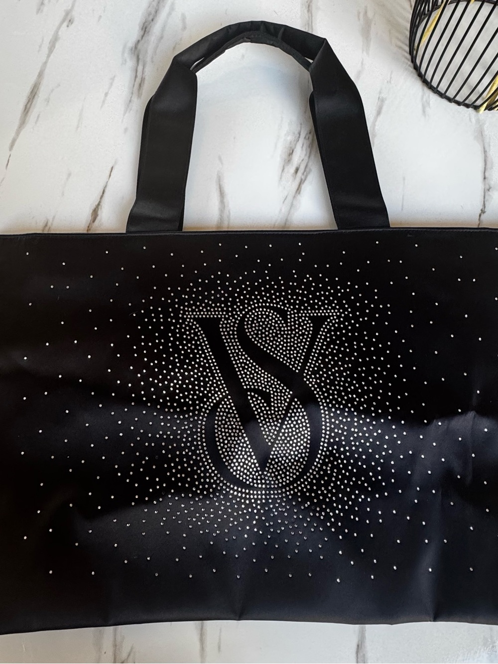 Victoria's Secret Black Tote with Rhinestone VS Logo - Picture 6 of 12